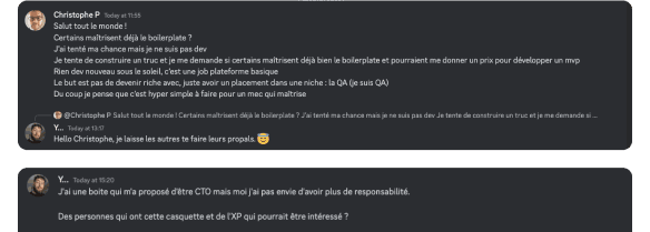 Tu reçois des offres via la communauté Discord